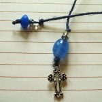 Blue Cross Beaded Thong Bookmark by Denise Chaney